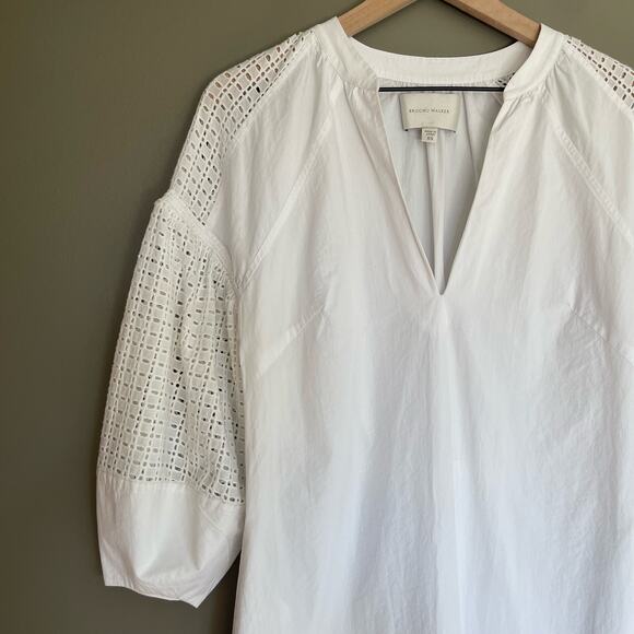 BROCHU WALKER Koren Dress White Size XS Eyelet Lace Oversized Relaxed Chic Crisp - Picture 7 of 16